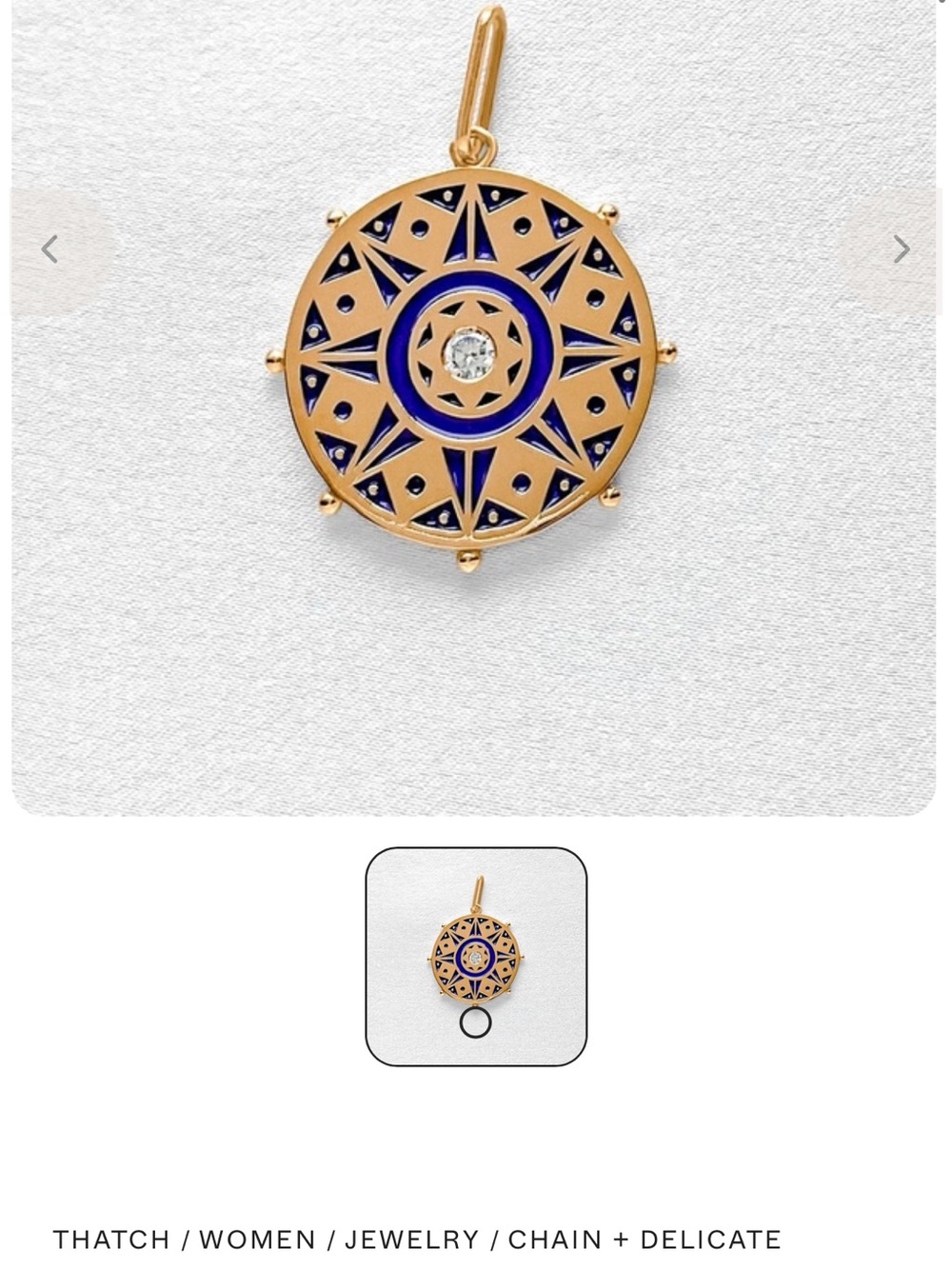 Thatch Karmic Wheel Gold Plated Enamel Charm Pendant